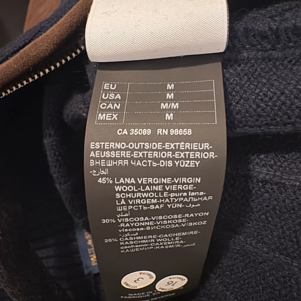 Paul & Shark Wool & Cashmere Ribbed Full Zip Cardigan Navy Medium NWT